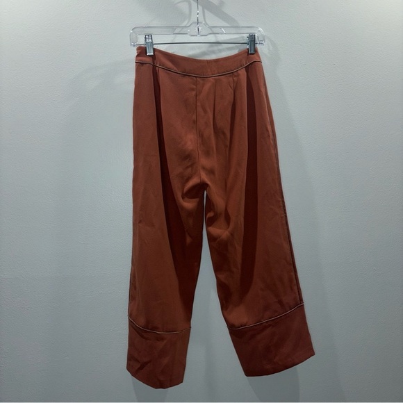 Oak + Fort Rust Wide-Leg Cropped Burnt Orange Rust Colored Pants | Size 0 - Picture 4 of 11